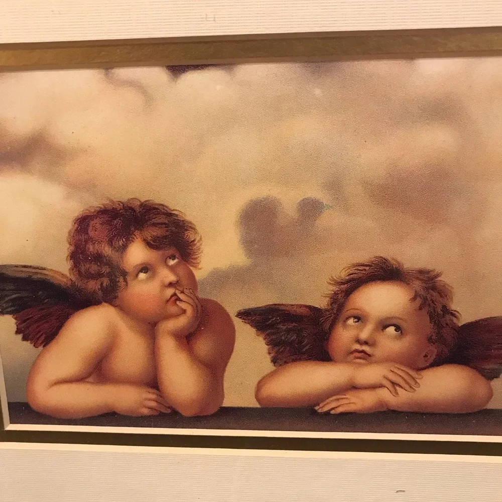 TWO CHERUBS MATTED FRAMED - Picture 3 of 13